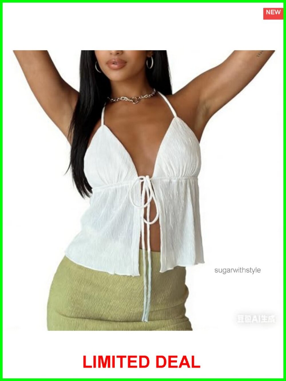 Women's Y2K Tie Front Halter Camisole Sleeveless Backless Summer Going Out Top